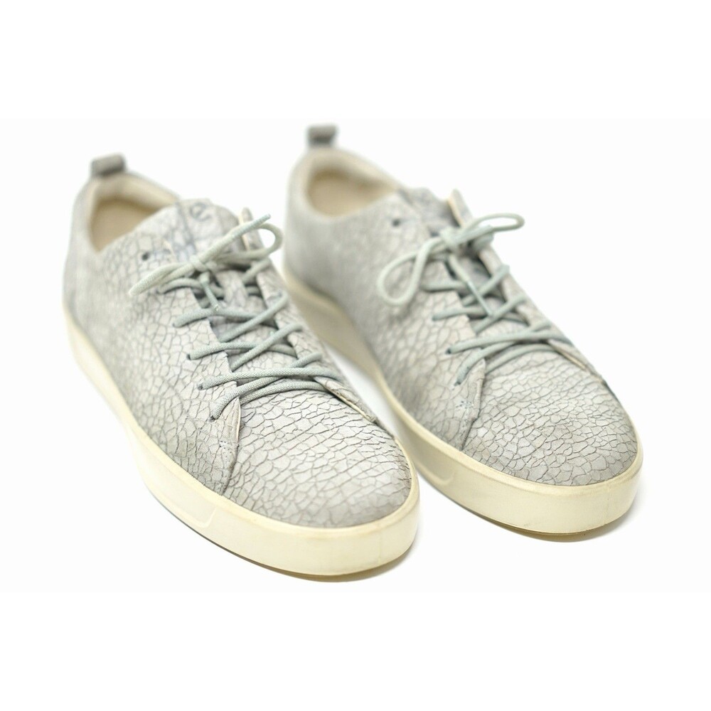 Ecco Soft 7 Men's Sneakers Grey CrackleLeather Size 41 EUR - Excellent Condition